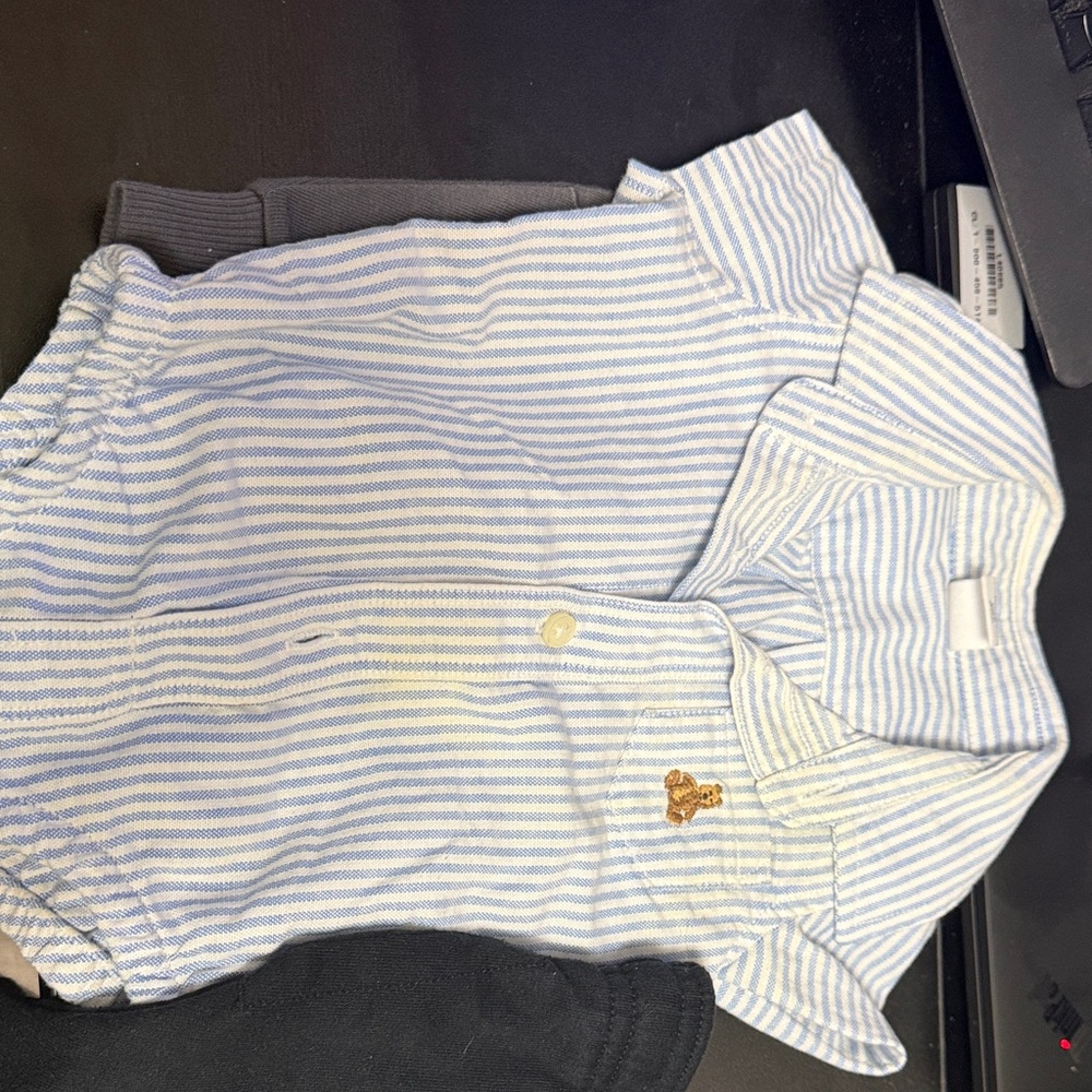 GAP Baby Blue and White Striped Onesie